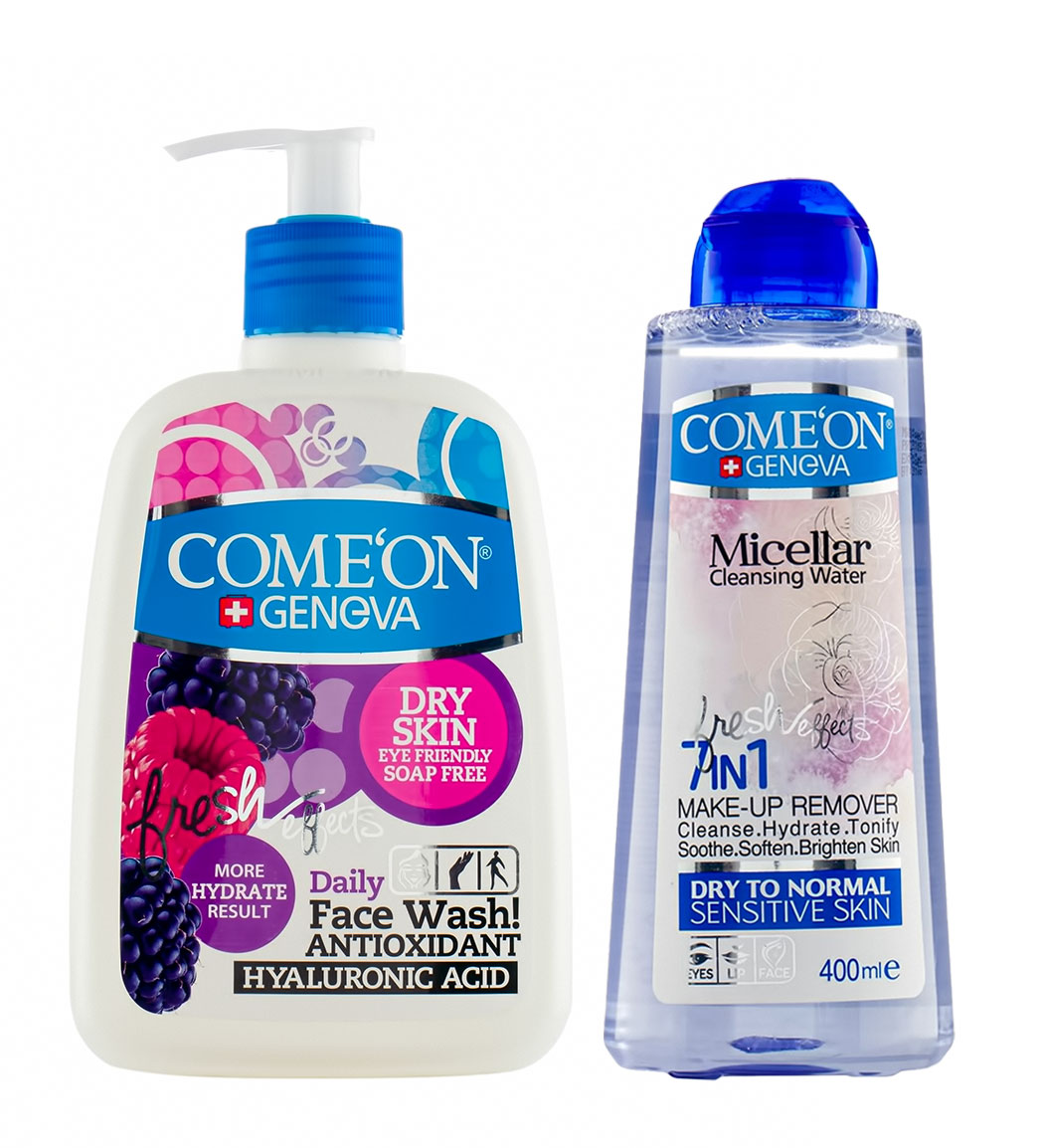 پک ژل شستشوی صورت پوست خشک 500میل و محلول میسلار واتر پوست نرمال و حساس 400میل پک ژل شستشوی صورت پوست خشک 500میل و محلول میسلار واتر پوست نرمال و حساس 400میل