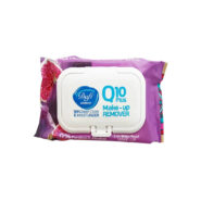 دستمال پاک کننده آرایشی مدل Q10 plus ضد پیری انجیر بسته 50عددی