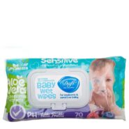 دستمال مرطوب کودک آلوئه ورا درب دار 70برگی