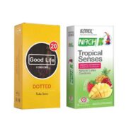 کاندوم 12 عددی گودلایف مدل Dotted به همراه کاندوم 12 عددی Tropical Senses