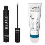 پک محلول تقویت کننده مژه سریتا و ضد آفتاب رنگی مناسب پوست خشک SPF50 رنگ بژ تیره