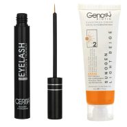 پک محلول تقویت کننده مژه سریتا و ضد آفتاب رنگی مناسب پوست چرب و مختلط SPF50 رنگ بژ روشن