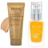 پک کرم ضد آفتاب بژ طبیعی جوان کننده اس پی اف 50 و سرم ویتامین سی